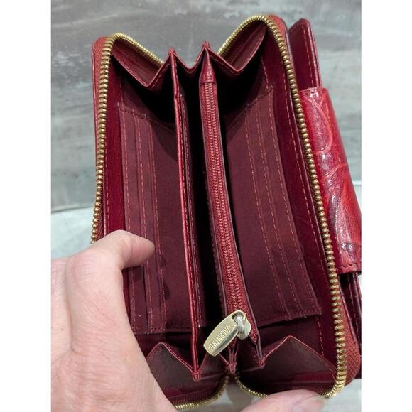 Valentina Red Embossed Leather Wallet with Gold Hardware - Picture 5 of 8